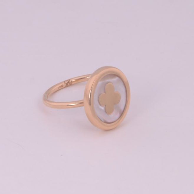 Δακτυλίδι Κ14 ροζ χρυσό με φίλντισι και σχήμα σταυρό
