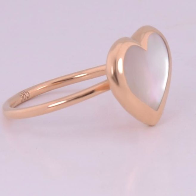 Δακτυλίδι Κ14, ροζ χρυσό με φίλντισι σε σχήμα καρδιάς